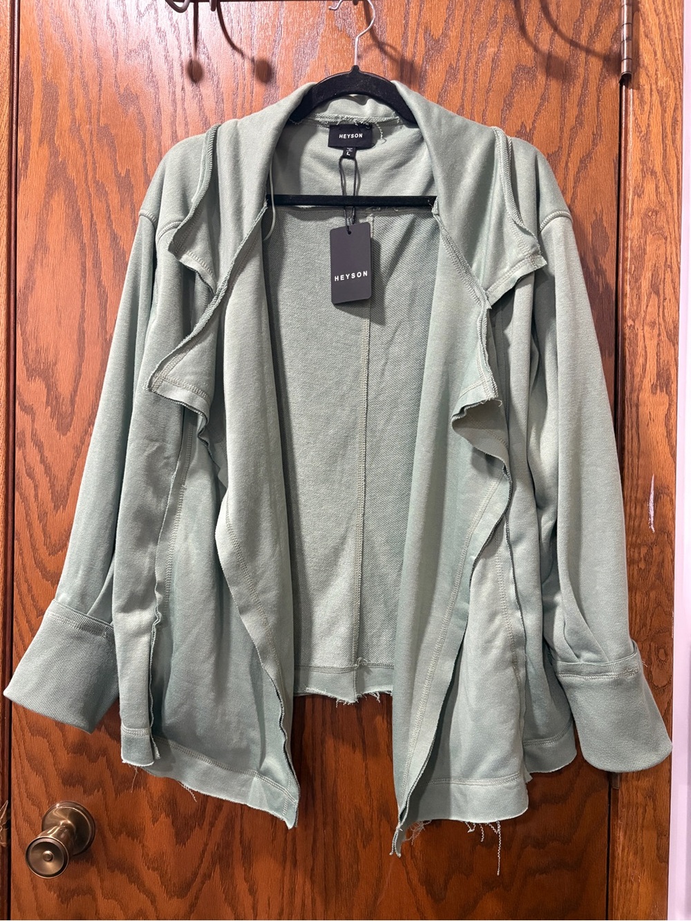 Heyson Sage Open-Front Draped Jacket French Terry Large NEW